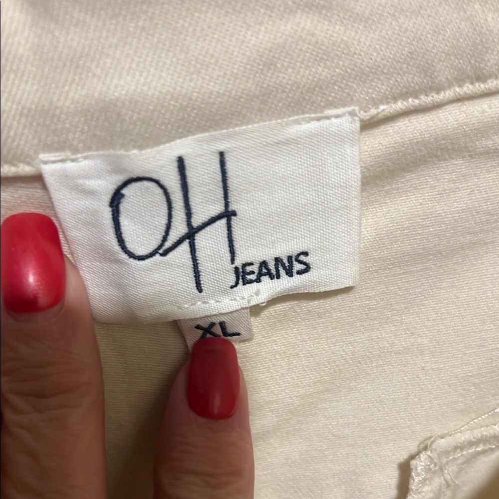 Oli & Hali Jeans with Lace Flare Legs in Off White - Picture 2 of 7